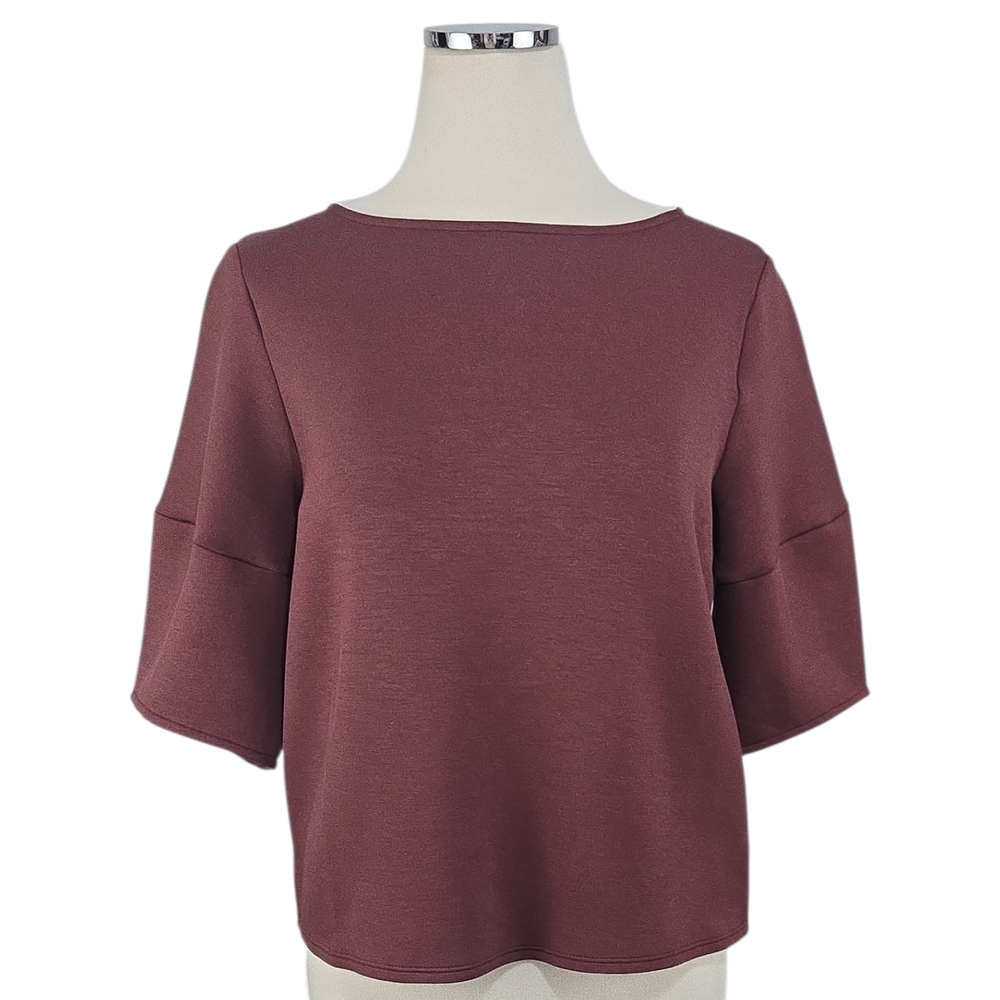 Spanx Airluxe Top Puff Half Sleeve Spice Brown NWT-Flaw New Size Medium Stretch